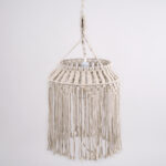 GloboStar® ALGERIA 36202 Μοντέρνο Κρεμαστό Φωτιστικό Μακραμέ Μονόφωτο 1 x E27 IP20 Μπεζ Ύφασμα - Μ40 x Π40 x Υ50cm - Image 5