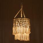 GloboStar® ALGERIA 36204 Boho Κρεμαστό Φωτιστικό Μακραμέ Μονόφωτο 1 x E27 IP20 Μπεζ Ύφασμα - Μ30 x Π30 x Υ40cm - Image 2