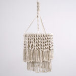 GloboStar® ALGERIA 36204 Boho Κρεμαστό Φωτιστικό Μακραμέ Μονόφωτο 1 x E27 IP20 Μπεζ Ύφασμα - Μ30 x Π30 x Υ40cm - Image 4