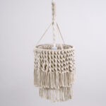 GloboStar® ALGERIA 36204 Boho Κρεμαστό Φωτιστικό Μακραμέ Μονόφωτο 1 x E27 IP20 Μπεζ Ύφασμα - Μ30 x Π30 x Υ40cm - Image 5