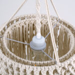 GloboStar® ALGERIA 36204 Boho Κρεμαστό Φωτιστικό Μακραμέ Μονόφωτο 1 x E27 IP20 Μπεζ Ύφασμα - Μ30 x Π30 x Υ40cm - Image 6