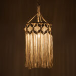 GloboStar® CONGO 36206 Boho Κρεμαστό Φωτιστικό Μακραμέ Μονόφωτο 1 x E27 IP20 Μπεζ Ύφασμα - Μ30 x Π30 x Υ50cm - Image 2