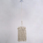 GloboStar® CONGO 36206 Boho Κρεμαστό Φωτιστικό Μακραμέ Μονόφωτο 1 x E27 IP20 Μπεζ Ύφασμα - Μ30 x Π30 x Υ50cm - Image 3
