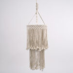 GloboStar® ZAMBIA 36208 Boho Κρεμαστό Φωτιστικό Μακραμέ Μονόφωτο 1 x E27 IP20 Μπεζ Ύφασμα - Μ30 x Π30 x Υ60cm - Image 4