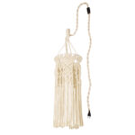 GloboStar® BAHRI 36211 Boho Κρεμαστό Φωτιστικό Μακραμέ Μονόφωτο 1 x E27 IP20 Μπεζ Ύφασμα - Μ20 x Π20 x Υ65cm - Image 2