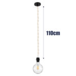 GloboStar® SHAQRA 36216 Μοντέρνο Κρεμαστό Φωτιστικό Μακραμέ Μονόφωτο 1 x E27 IP20 Μπεζ Ύφασμα - Μ4 x Π4 x Υ110cm - Image 2