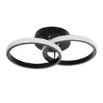 GloboStar® CORA 61058 Φωτιστικό Οροφής Design LED CCT 18W 2160lm 300° AC 220-240V - Εναλλαγή Φωτισμού μέσω Διακόπτη On/Off All In One Ψυχρό 6000k+Φυσικό 4500k+Θερμό 2700k Μ36 x Π20.5 x Υ7cm - Μαύρο