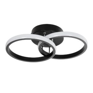 GloboStar® CORA 61058 Φωτιστικό Οροφής Design LED CCT 18W 2160lm 300° AC 220-240V - Εναλλαγή Φωτισμού μέσω Διακόπτη On/Off All In One Ψυχρό 6000k+Φυσικό 4500k+Θερμό 2700k Μ36 x Π20.5 x Υ7cm - Μαύρο