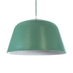 GloboStar® UPVALE 01285 Μοντέρνο Κρεμαστό Φωτιστικό Καμπάνα Μονόφωτο 1 x E27 IP20 Πράσινο & Λευκό Μέταλλο - Μ40 x Π40 x Υ24cm