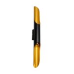 GloboStar® CHARME 01302 Μοντέρνο Επιτοίχιο Φωτιστικό Απλίκα Up / Down Δίφωτο 2 x E27 IP20 Μαύρο με Χρυσό Μέταλλο - Μ5.5 x Π8 x Υ60cm