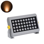 GloboStar® FLOOD-HENA 90445 Προβολέας Wall Washer για Φωτισμό Κτιρίων LED 36W 3060lm 30° AC 220-240V Αδιάβροχο IP67 Μ30 x Π6 x Υ17cm Αρχιτεκτονικό Πορτοκαλί 2200K - Ασημί - 3 Years Warranty
