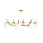 GloboStar® CANTILIER 201-0076 Vintage Φωτιστικό Οροφής Μπάλα Πολύφωτο 8 x E27 IP20 Χρυσό Μέταλλο με Γαλακτερό Γυαλί - Μ87 x Π87 x Υ52cm - Image 3