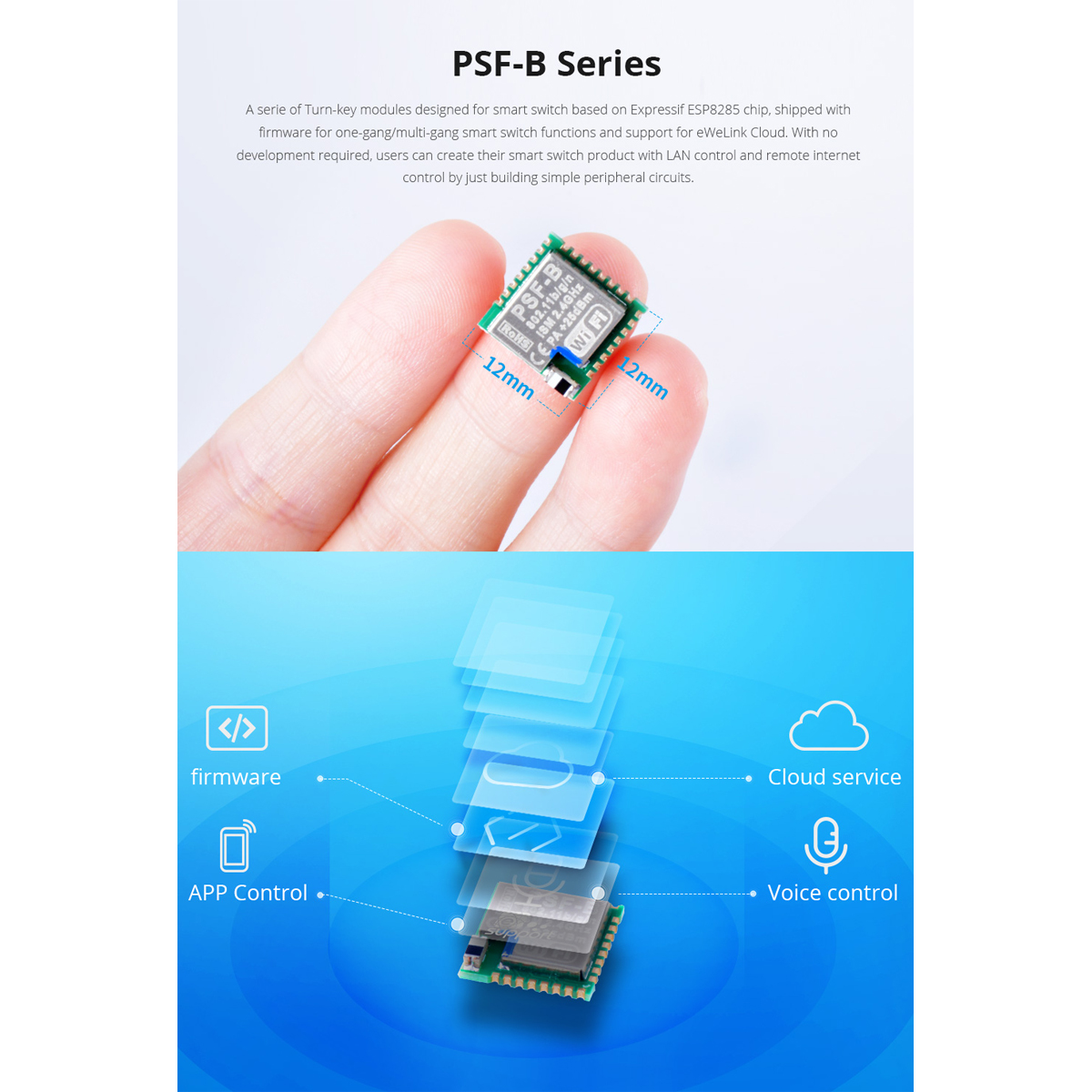 GloboStar® 80111 SONOFF PSF-B-2C ESP8285 Wi-Fi 2.4GHz Switch Module 2 Way - Image 5