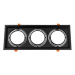 GloboStar® VITA 77857 Χωνευτό Κινούμενο Τριπλο Τετράγωνο Σποτ Οροφής για Λάμπα AR111 - IP20 - Χυτό Αλουμίνιο - M48.7 x Π18.7 x Y5.5cm - Μαύρο - 5 Χρόνια Εγγύηση