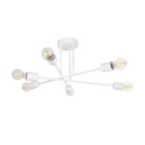 GloboStar® SPIDI 203-0113 Μοντέρνο Φωτιστικό Οροφής Πλέγμα Πολύφωτο 6 x E27 IP20 Λευκό Μέταλλο - Μ61 x Π61 x Υ37cm