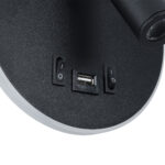GloboStar® LADY-R 60938 Μοντέρνο Φωτιστικό Τοίχου - Απλίκα Ξενοδοχείου Bed Side LED 6W 600lm 36° & 360° AC 220-240V - Reading Light & Κρυφός Φωτισμός - Φορτιστής USB 3A - Φ15 x Υ7cm - Φυσικό Λευκό 4500K - Μαύρο - 3 Χρόνια Εγγύηση - Image 4