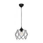 GloboStar® SOLON 201-0059 Μοντέρνο Κρεμαστό Φωτιστικό Πλέγμα Μονόφωτο 1 x E27 IP20 Μαύρο Μέταλλο - Μ22 x Π22 x Υ70cm - Image 3