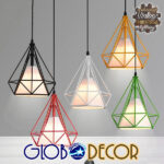 GloboStar® KAIRI 01619 Μοντέρνο Κρεμαστό Φωτιστικό Πλέγμα Μονόφωτο 1 x E27 IP20 Λευκό Μέταλλο με Λευκό Ύφασμα - Μ38 x Π38 x Υ39cm - Image 8