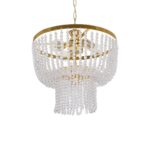 GloboStar® CRYSTAL 203-0028 Κλασικό Κρεμαστό Φωτιστικό Κρύσταλλα Τρίφωτο 3 x E27 IP20 Χρυσό Μέταλλο με Διάφανο Κρύσταλλο - Μ41 x Π41 x Υ40cm