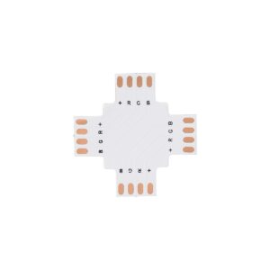 GloboStar® 70709 Connector + Σταυρός για RGB Ταινίες LED 7.2 & 14.4 Watt - Μ3 x Π3 x Υ0.1cm