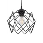 GloboStar® SOLON 201-0059 Μοντέρνο Κρεμαστό Φωτιστικό Πλέγμα Μονόφωτο 1 x E27 IP20 Μαύρο Μέταλλο - Μ22 x Π22 x Υ70cm