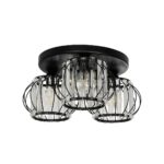GloboStar® ILLUME 201-0100 Vintage Φωτιστικό Οροφής Κρύσταλλα Τρίφωτο 3 x E27 IP20 Μαύρο & Χρυσό Μέταλλο με Διάφανο Γυαλί - Μ35 x Π35 x Υ40cm