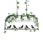 GloboStar® NEST 01646 Vintage Κρεμαστό Φωτιστικό Φιγούρα Τρίφωτο 3 x E27 IP20 Μαύρο Μέταλλο με Πράσινο Πλαστικό - Μ85.5 x Π37.5 x Y38cm