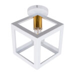 GloboStar® CUBE 00800 Μοντέρνο Φωτιστικό Οροφής Πλέγμα Μονόφωτο 1 x E27 IP20 Λευκό & Χάλκινο Μέταλλο - Μ25 x Π25 x Υ25cm