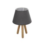 GloboStar® CAP 204-0068 Μοντέρνο Eπιτραπέζιο Φωτιστικό Μονόφωτο 1 x E27 IP20 Καρυδί Ξύλο με Μαύρο Ύφασμα - Μ22 x Π22 x Υ33cm