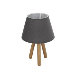 GloboStar® CAP 204-0068 Μοντέρνο Eπιτραπέζιο Φωτιστικό Μονόφωτο 1 x E27 IP20 Καρυδί Ξύλο με Μαύρο Ύφασμα - Μ22 x Π22 x Υ33cm