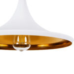 GloboStar® SHANGHAI 01026-B Μοντέρνο Κρεμαστό Φωτιστικό Καμπάνα Μονόφωτο 1 x E27 IP20 Λευκό & Χρυσό Μέταλλο - Μ37 x Π37 x Υ17cm - Image 8