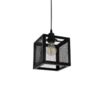 GloboStar® JAULA 204-0181 Μοντέρνο Κρεμαστό Φωτιστικό Οροφής Μονόφωτο 1 x E27 AC 220-240V IP20 Μαύρο - Μ17 x Π17 x Υ23cm