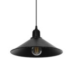 GloboStar® FERRO 203-0084 Μοντέρνο Κρεμαστό Φωτιστικό Καμπάνα Μονόφωτο 1 x E27 IP20 Μαύρο Πλαστικό - Μ30 x Π30 x Υ90cm