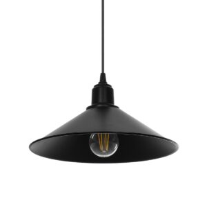 GloboStar® FERRO 203-0084 Μοντέρνο Κρεμαστό Φωτιστικό Καμπάνα Μονόφωτο 1 x E27 IP20 Μαύρο Πλαστικό - Μ30 x Π30 x Υ90cm