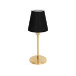 GloboStar® GLOSSY 204-0056 Μοντέρνο Eπιτραπέζιο Φωτιστικό Μονόφωτο 1 x E27 IP20 Χρυσό Μέταλλο με Μαύρο Ύφασμα - Μ13 x Π13 x Υ37cm