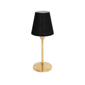 GloboStar® GLOSSY 204-0056 Μοντέρνο Eπιτραπέζιο Φωτιστικό Μονόφωτο 1 x E27 IP20 Χρυσό Μέταλλο με Μαύρο Ύφασμα - Μ13 x Π13 x Υ37cm