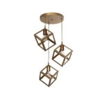 GloboStar® DISE 201-0057 Μοντέρνο Κρεμαστό Φωτιστικό Κύβος Τρίφωτο 3 x E27 IP20 Λευκό Μέταλλο - Μ30 x Π30 x Υ70cm