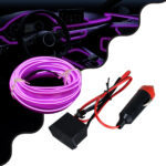 GloboStar® 82207 TUBE 360° Degree Διακοσμητική EL-Wire Neon Αυτοκινήτου Κορδόνι ΣΕΤ 3m 1W/3m 30lm/m 360° DC 12V με Βύσμα Αναπτήρα Αυτοκινήτου Αδιάβροχη IP68 Μωβ