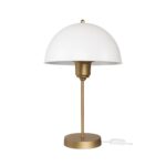 GLOBOSTAR® GAZETA 203-0303 Μοντέρνο Επιτραπέζιο Φωτιστικό Πορτατίφ με Ντουί 1 x E27 AC 220-240V IP20 - Λευκό & Μπρονζέ  - Μ25 x Π25 x Υ39cm