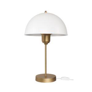 GLOBOSTAR® GAZETA 203-0303 Μοντέρνο Επιτραπέζιο Φωτιστικό Πορτατίφ με Ντουί 1 x E27 AC 220-240V IP20 - Λευκό & Μπρονζέ  - Μ25 x Π25 x Υ39cm