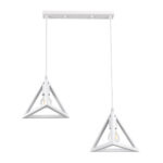 GloboStar® TRIANGLE 00612 Μοντέρνο Κρεμαστό Φωτιστικό Ράγα Δίφωτο 2 x E27 IP20 Λευκό Μέταλλο - Μ60 x Π22 x Y130cm