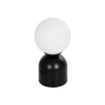 GloboStar® MAGIC 204-0132 Μοντέρνο Eπιτραπέζιο Φωτιστικό Μονόφωτο 1 x E27 IP20 Μαύρο Μέταλλο με Λευκό Γυαλί - Μ13 x Π13 x Υ28cm