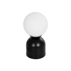 GloboStar® MAGIC 204-0132 Μοντέρνο Eπιτραπέζιο Φωτιστικό Μονόφωτο 1 x E27 IP20 Μαύρο Μέταλλο με Λευκό Γυαλί - Μ13 x Π13 x Υ28cm