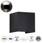 GloboStar® AXIS-S 60565 Φωτιστικό Τοίχου - Απλίκα Αρχιτεκτονικού Φωτισμού Εσωτερικού/Εξωτερικού Χώρου Up & Down LED 10W 1200lm 10 έως 60° AC 220-240V Αδιάβροχο IP65 Μ10 x Π10 x Υ10cm - Φυσικό Λευκό 4500K - Μαύρο - Bridgelux Chip - 3 Years Warranty