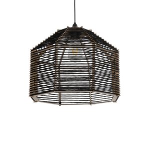 GLOBOSTAR® VORK 205-0027 Boho Κρεμαστό Φωτιστικό Οροφής με Ντουί 1 x E27 AC 220-240V IP20 - Μαύρο - M40 x Π40 x Υ36cm