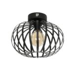 GloboStar® STAR 202-0051 Μοντέρνο Φωτιστικό Οροφής Πλέγμα Μονόφωτο 1 x E27 IP20 Μαύρο Μέταλλο - Μ40 x Π40 x Υ27cm