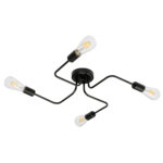 GloboStar® LIBERTA 00838 Μοντέρνο Φωτιστικό Οροφής Πλέγμα Πολύφωτο 4 x E27 IP20 Μαύρο Μέταλλο - Μ44.5 x Π44.5 x Υ12cm