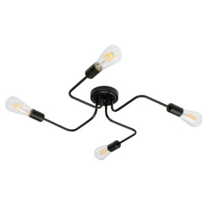 GloboStar® LIBERTA 00838 Μοντέρνο Φωτιστικό Οροφής Πλέγμα Πολύφωτο 4 x E27 IP20 Μαύρο Μέταλλο - Μ44.5 x Π44.5 x Υ12cm