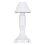 GloboStar® LUNNA 76476 Μοντέρνο Επιτραπέζιο Φωτιστικό Πορτατίφ LED 1.5W 105lm 120° DC 5V Επαναφορτιζόμενο με Μπαταρία Li-ion 1800mAh - Διακόπτη Αφής με 3 Εναλλαγές Φωτισμού CCT Θερμό - Φυσικό - Ψυχρό 1500K - 4500K - 6000K Dimmable - D9 x 23cm - Λευκό