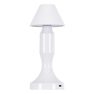 GloboStar® LUNNA 76476 Μοντέρνο Επιτραπέζιο Φωτιστικό Πορτατίφ LED 1.5W 105lm 120° DC 5V Επαναφορτιζόμενο με Μπαταρία Li-ion 1800mAh - Διακόπτη Αφής με 3 Εναλλαγές Φωτισμού CCT Θερμό - Φυσικό - Ψυχρό 1500K - 4500K - 6000K Dimmable - D9 x 23cm - Λευκό